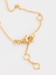 Gold Plated Sterling Silver Square Stone Ball Chain Bracelet - Image 6 of 6