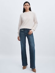 Paige Savon Blue Wide Leg Patch Pocket Jeans - Image 1 of 7