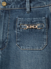 Paige Savon Blue Wide Leg Patch Pocket Jeans - Image 7 of 7