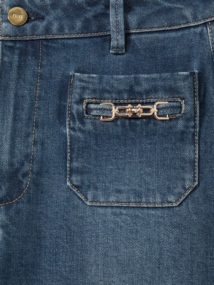 Paige Savon Blue Wide Leg Patch Pocket Jeans - Image 7 of 7