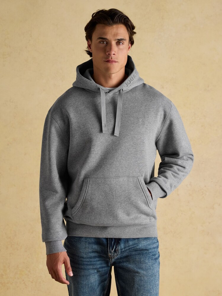 Joules Jenkins Grey Brushed Cotton Jersey Hoodie - Image 1 of 7