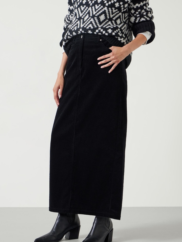 Hush Black 100% Cotton Alana Corduroy Maxi Skirt - Image 2 of 5