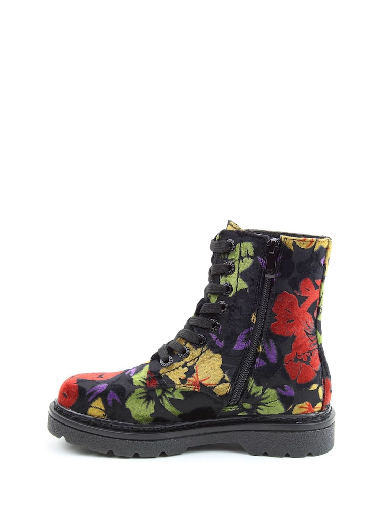 Heavenly Feet Justina2 Floral Velour Ankle Boots - Image 2 of 6