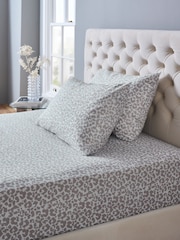Natural Leopard Print Fitted Sheet and Pillowcase Set - Image 1 of 3
