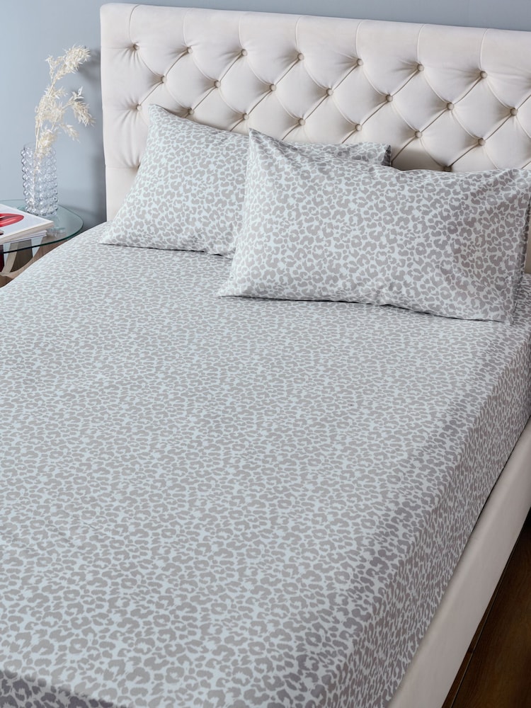 Natural Leopard Print Fitted Sheet and Pillowcase Set - Image 2 of 3