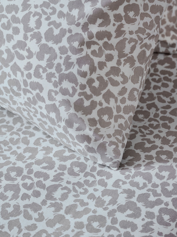 Natural Leopard Print Fitted Sheet and Pillowcase Set - Image 3 of 3