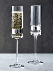 Anton Studio Designs Set of 2 Silver SoHo Champagne Flutes - Image 1 of 4