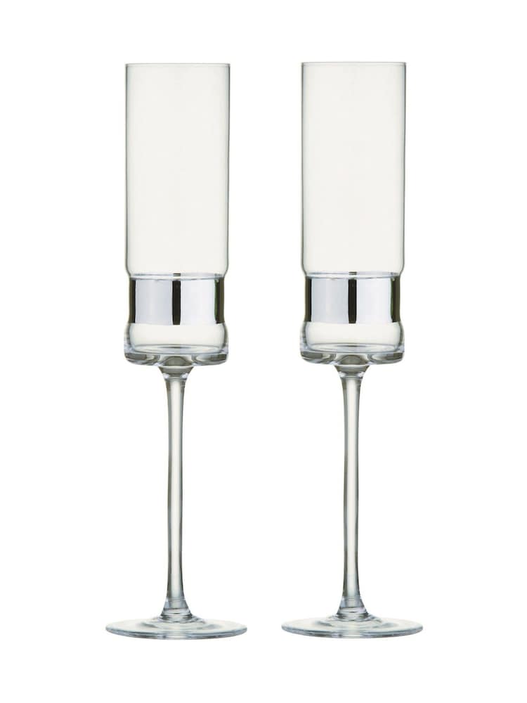 Anton Studio Designs Set of 2 Silver SoHo Champagne Flutes - Image 2 of 4