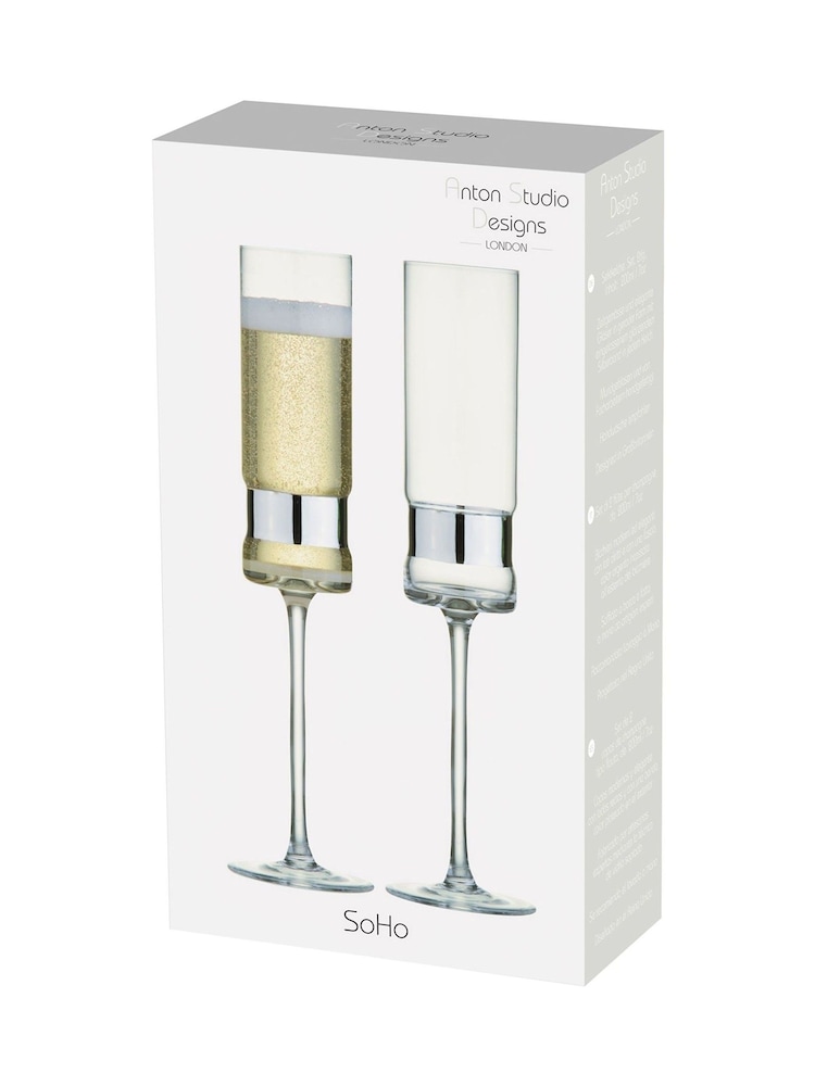 Anton Studio Designs Set of 2 Silver SoHo Champagne Flutes - Image 4 of 4