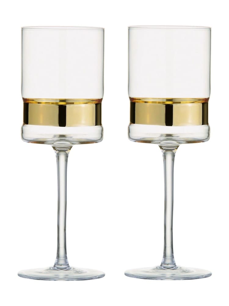 Anton Studio Designs Set of 2 Gold SoHo Wine Glasses - Image 2 of 4