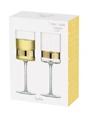 Anton Studio Designs Set of 2 Gold SoHo Wine Glasses - Image 3 of 4