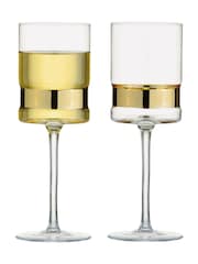 Anton Studio Designs Set of 2 Gold SoHo Wine Glasses - Image 4 of 4