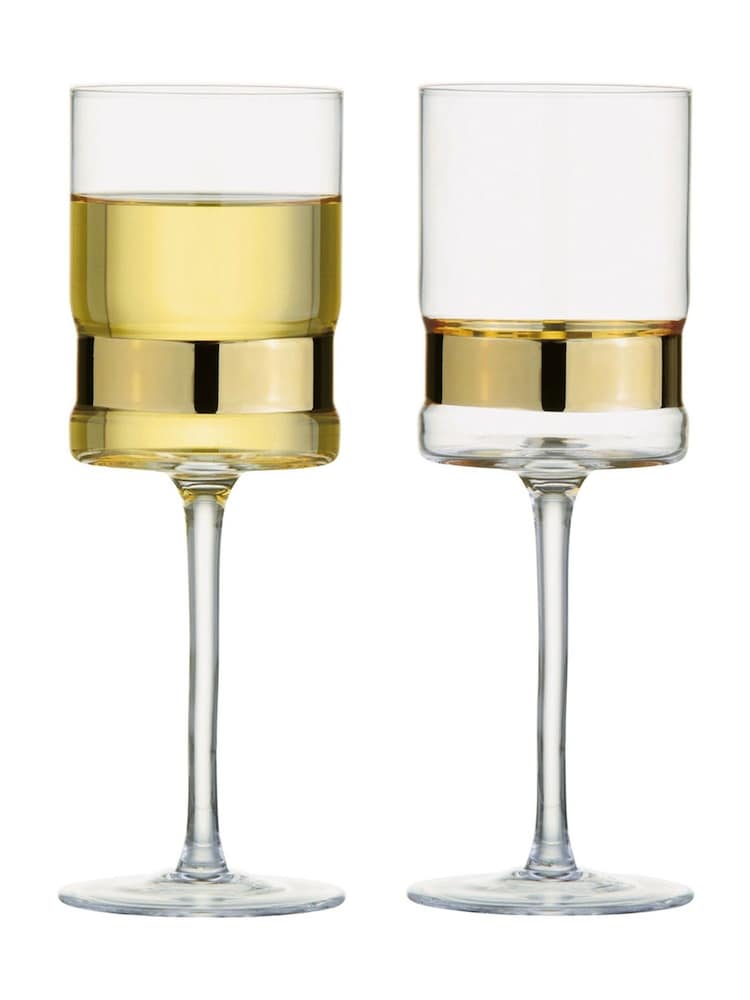 Anton Studio Designs Set of 2 Gold SoHo Wine Glasses - Image 4 of 4