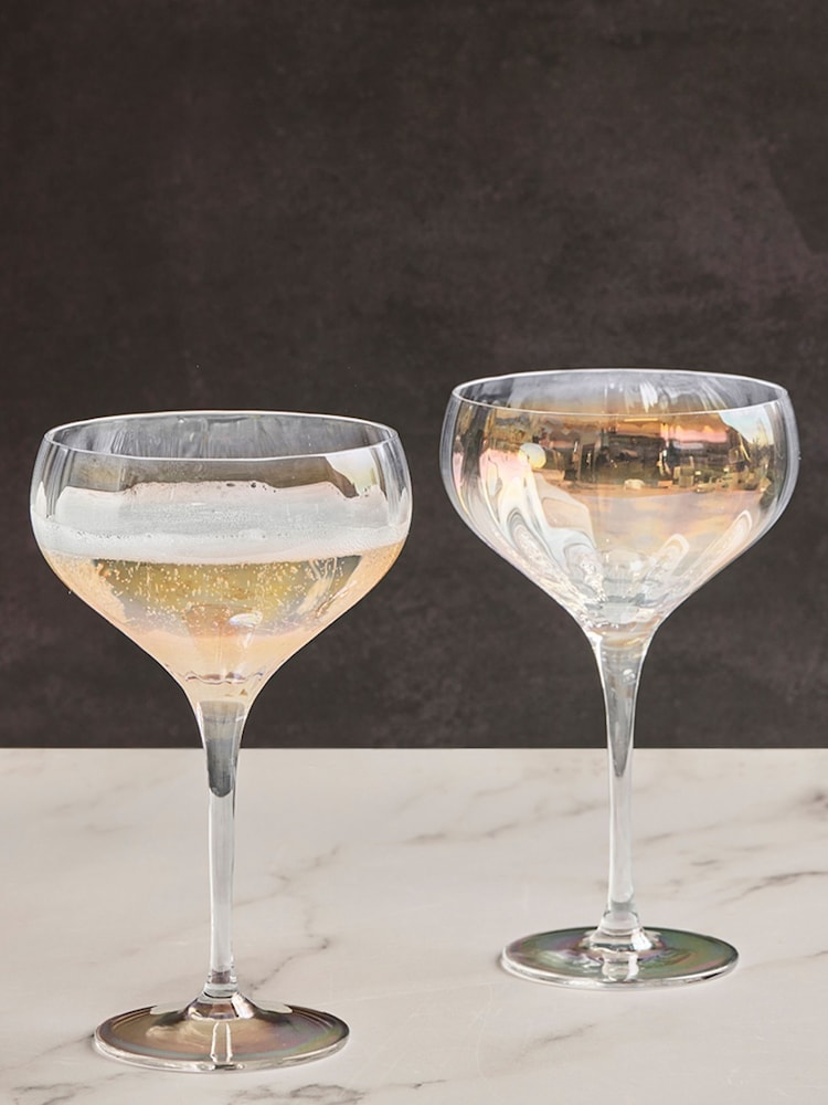 Anton Studio Designs Set of 2 Palazzo Champagne Flutes Saucers - Image 1 of 4