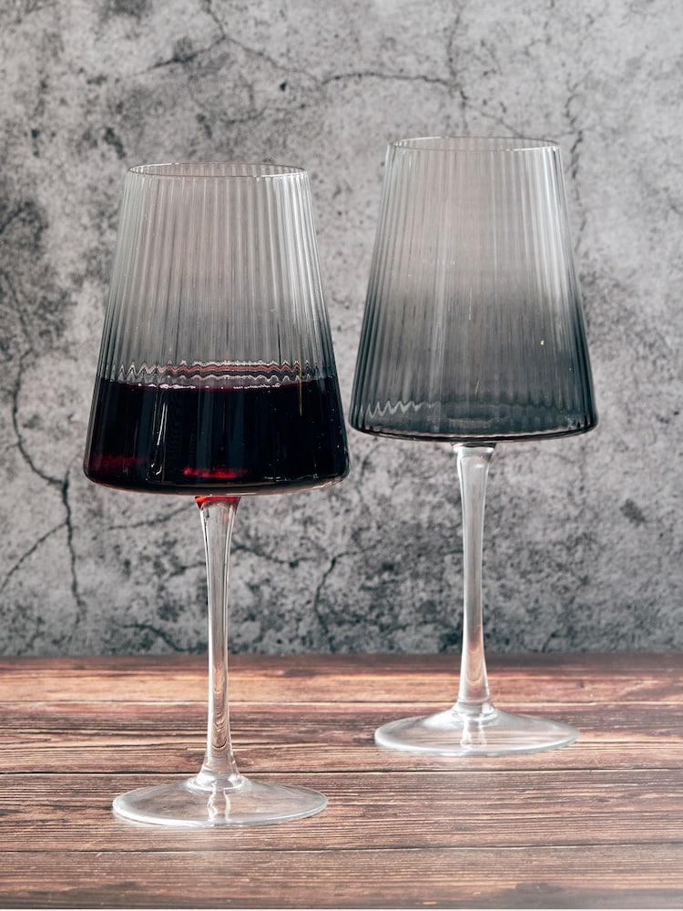 Anton Studio Designs Set of 2 Smoke Empire Wine Glasses - Image 1 of 5