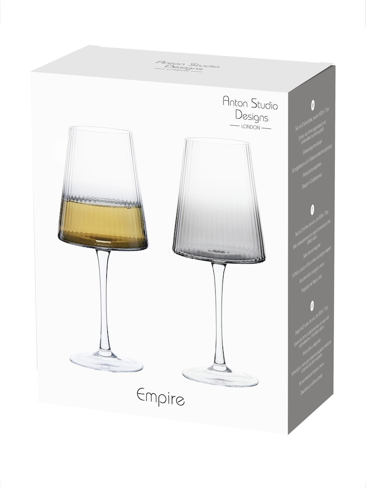 Anton Studio Designs Set of 2 Smoke Empire Wine Glasses - Image 5 of 5