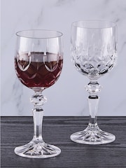 The DRH Collection Set of 2 Clear Dorchester Goblets Fully Wine Glasses Cut - Image 1 of 3