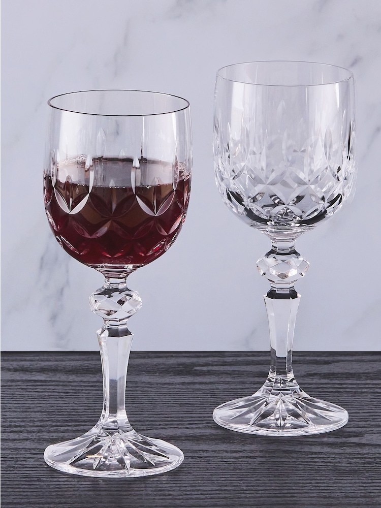 The DRH Collection Set of 2 Clear Dorchester Goblets Fully Wine Glasses Cut - Image 1 of 3