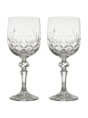 The DRH Collection Set of 2 Clear Dorchester Goblets Fully Wine Glasses Cut - Image 2 of 3