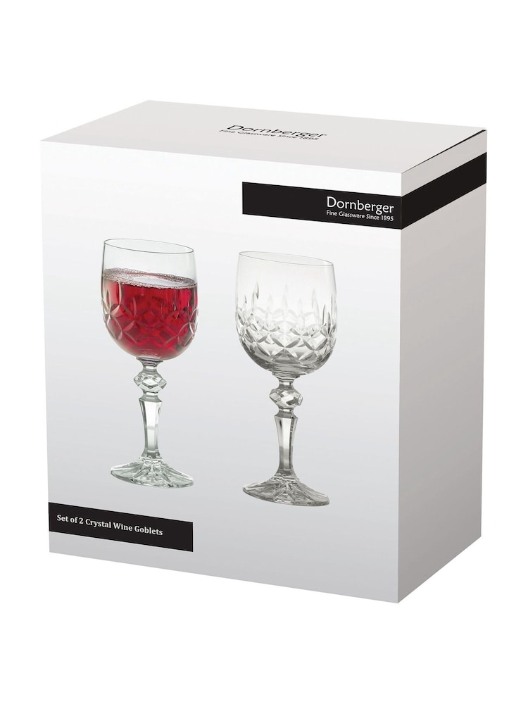 The DRH Collection Set of 2 Clear Dorchester Goblets Fully Wine Glasses Cut - Image 3 of 3