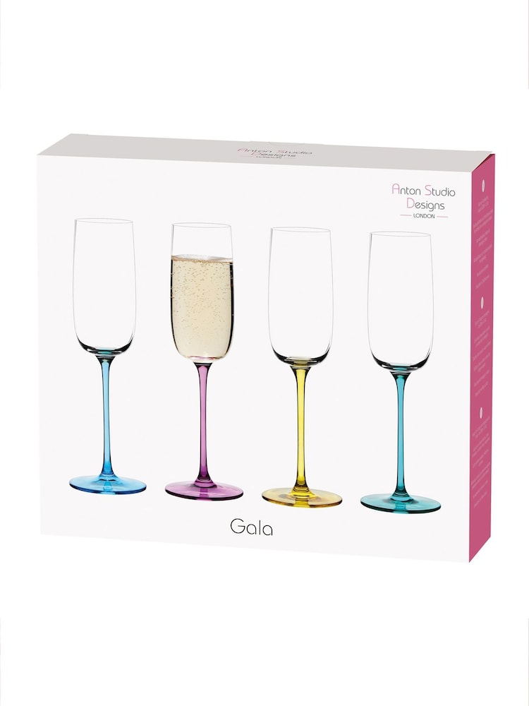 Anton Studio Designs Set of 4 Gala Champagne Flutes - Image 7 of 7