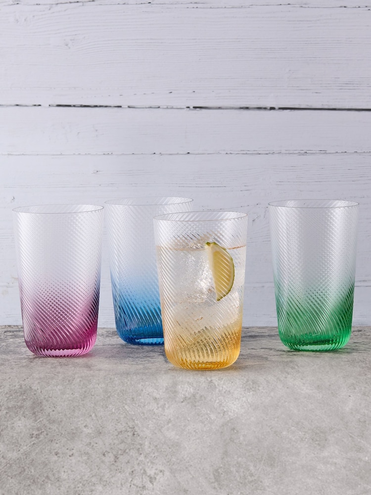 Anton Studio Designs Set of 4 Blue Swirl Hiball Tumblers - Image 1 of 3