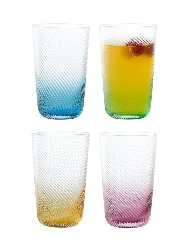 Anton Studio Designs Set of 4 Blue Swirl Hiball Tumblers - Image 2 of 3