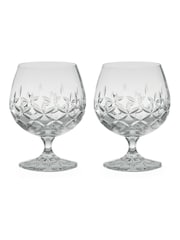 The DRH Collection Set of 2 Clear Dorchester Brandy Rum Glasses Fully Cut - Image 2 of 3