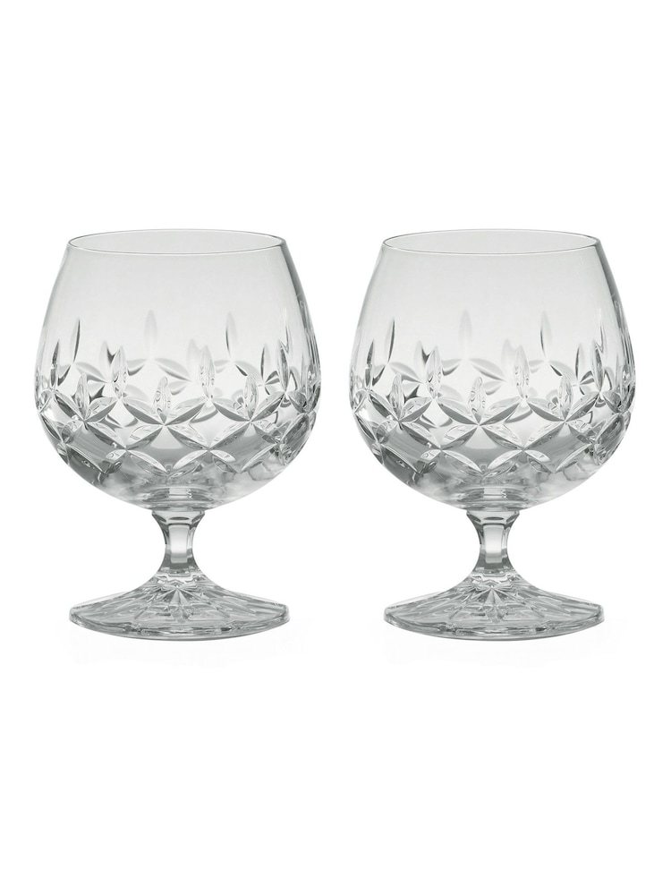 The DRH Collection Set of 2 Clear Dorchester Brandy Rum Glasses Fully Cut - Image 2 of 3