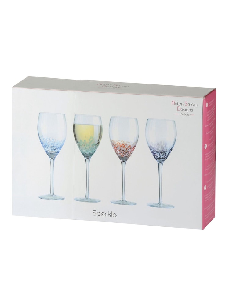 Anton Studio Designs Set of 4 Purple Speckle Wine Glasses - Image 7 of 7