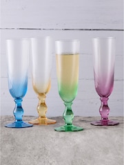 Anton Studio Designs Set of 4 Pink Swirl Champagne Flutes - Image 1 of 3