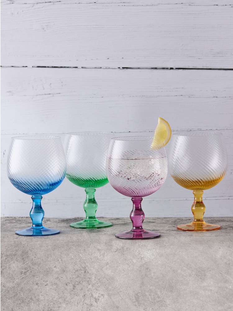 Anton Studio Designs Set of 4 Green Swirl Gin Glasses - Image 1 of 3