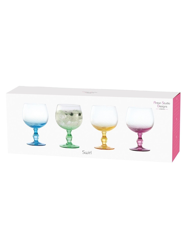 Anton Studio Designs Set of 4 Green Swirl Gin Glasses - Image 3 of 3