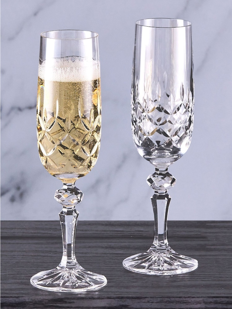 The DRH Collection Set of 2 Clear Dorchester Fully Champagne Flutes Cut - Image 1 of 3