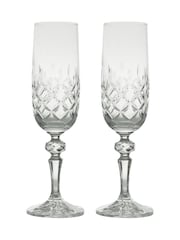 The DRH Collection Set of 2 Clear Dorchester Fully Champagne Flutes Cut - Image 2 of 3