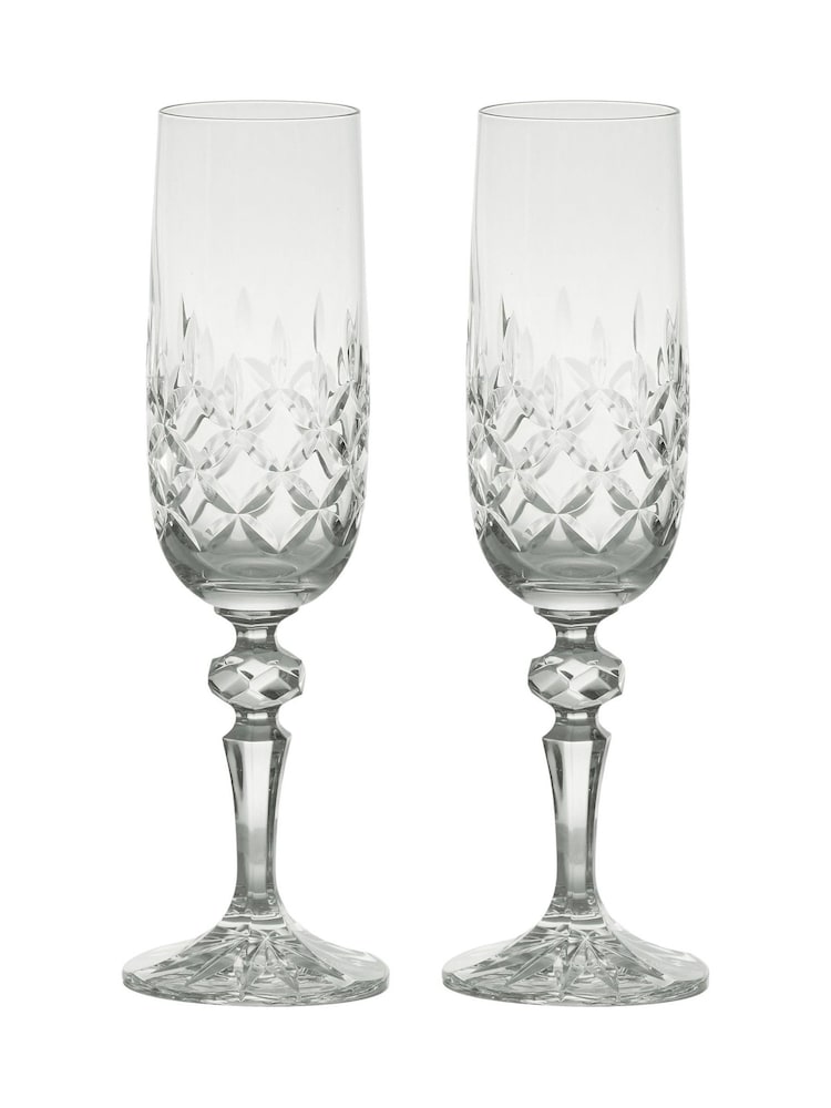 The DRH Collection Set of 2 Clear Dorchester Fully Champagne Flutes Cut - Image 2 of 3