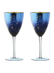 Artland Set of 2 Blue Galaxy Wine Glasses - Image 2 of 4