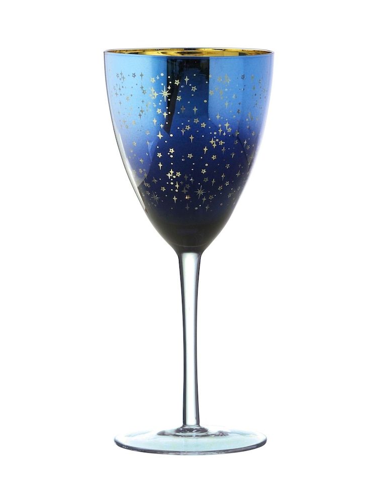 Artland Set of 2 Blue Galaxy Wine Glasses - Image 3 of 4