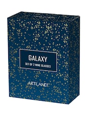 Artland Set of 2 Blue Galaxy Wine Glasses - Image 4 of 4