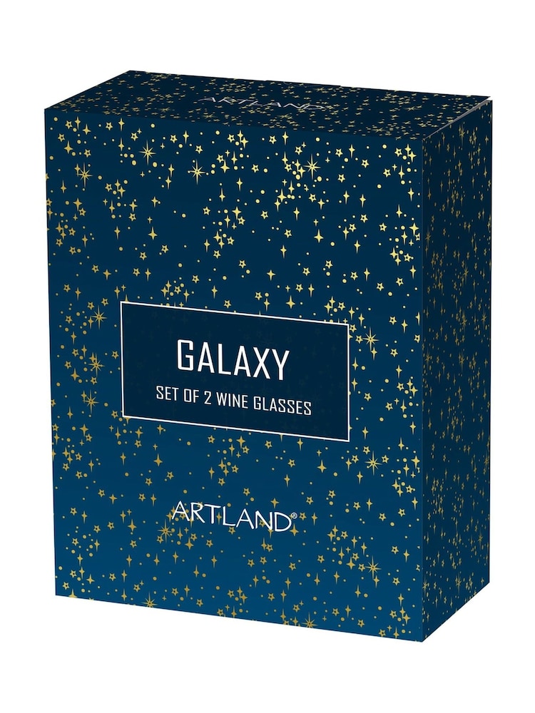 Artland Set of 2 Blue Galaxy Wine Glasses - Image 4 of 4