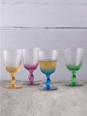 Anton Studio Designs Set of 4 Yellow Swirl Wine Glasses - Image 1 of 3