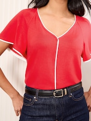 Friends Like These Red Tipped Flutter Sleeve T-Shirt - Image 1 of 4