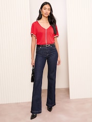 Friends Like These Red Tipped Flutter Sleeve T-Shirt - Image 2 of 4