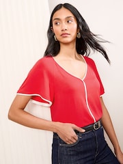 Friends Like These Red Tipped Flutter Sleeve T-Shirt - Image 3 of 4