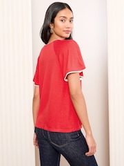 Friends Like These Red Tipped Flutter Sleeve T-Shirt - Image 4 of 4