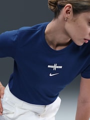 Nike Blue Womens 100% Cotton England T-Shirt - Image 3 of 6