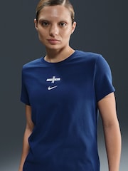 Nike Blue Womens 100% Cotton England T-Shirt - Image 4 of 6