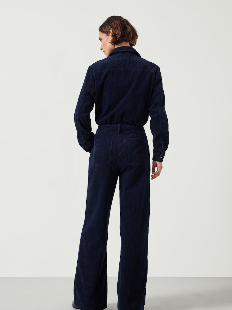 Hush Blue Navy Evelyn Cord 100% Cotton Jumpsuit - Image 3 of 5