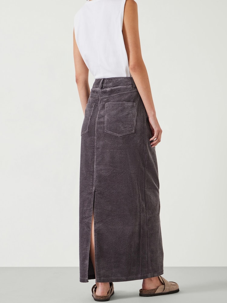 Hush Grey Alana Corduroy Maxi 100% Cotton Skirt - Image 3 of 5