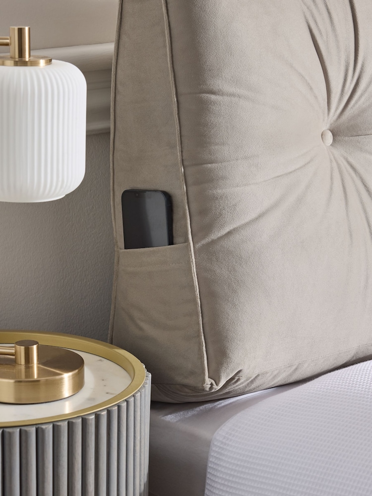 Natural Velvet Wedge Headboard Cushion - Image 5 of 5